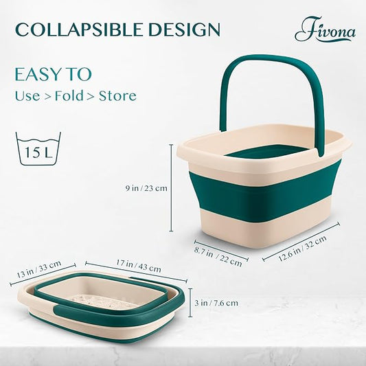 Fivona Collapsible Foot Bath Basin - Pedicure Foot Soaking Tub for Tired Feet, Cracked Heels, Soothe Soreness, Soften Calluses