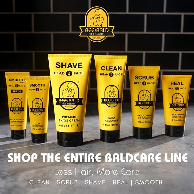 Bee Bald CLEAN - Daily Cleanser for Face and Head - Premium Facial Cleanser for Men and Women, Refreshes and Thoroughly Cleans - 4 fl Oz (Pack of 2)