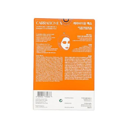SUNDUK Jeju Carrabiome X Pore Tightening ReBalance Fresh Carrot Bubble Pack Remove Black Heads Pore Deep Cleaning (4G*12EA)
