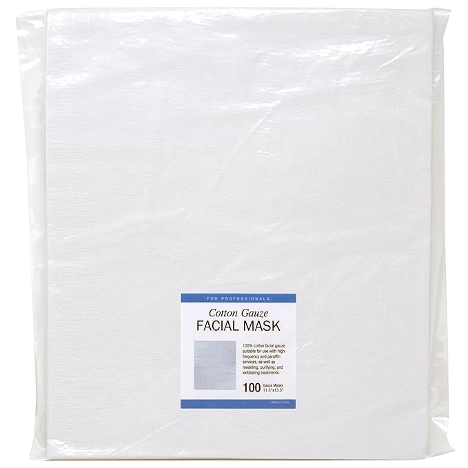 APPEARUS 100% Cotton Gauze Facial Masks – Pre-Cut & Uncut Options – Breathable Open Weave for High-Frequency, Clay, Mud, and Paraffin Treatments – 100 Count