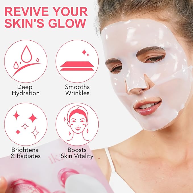 Collagen Face Mask Overnight, Collagen Real Deep Mask, Face Masks Beauty, Hydrating, Pore Minimizing, Brighten Skin Tone, Elastic Skin, 4PCS