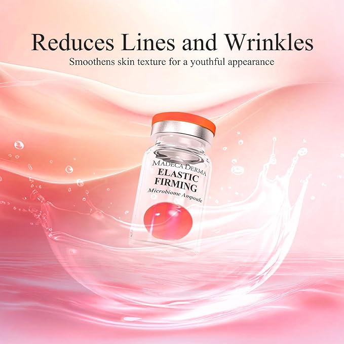 MADECA DERMA Elastic Firming Microbiome Ampoule – Hydrating Korean Skincare with Hyaluronic Acid, Collagen & Peptides for Firmness, Elasticity, Fine Line Reduction & Rejuvenation (0.23 fl oz x 5)