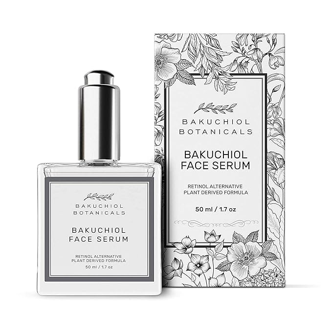 Bakuchiol Facial Serum Oil 1.7 oz - Retinol Alternative - Clinical Strength Bakuchiol - All Natural Plant Derived Clean Beauty Ingredients - Bakuchiol, Squalane, Vitamin C, Rose Hip Oil, Vitamin E -