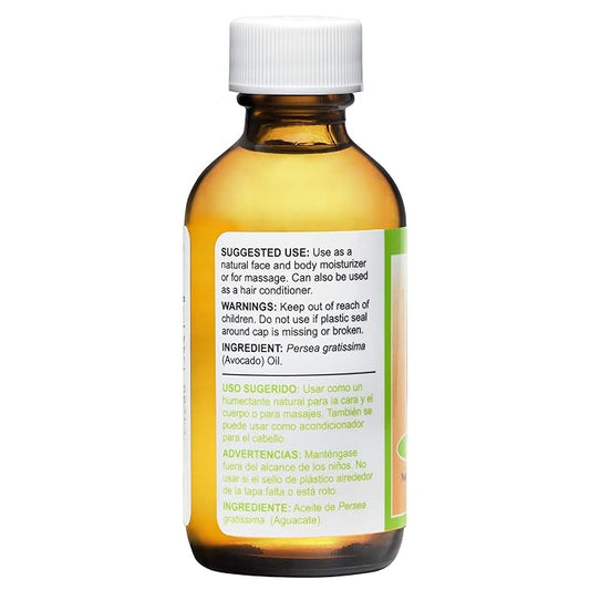 De La Cruz Avocado Oil - Expeller Pressed Pure 100% Avocado Oil for Hair and Body - Lightweight Body Oil for Dry Skin - 2 FL. OZ. (4 Bottles)