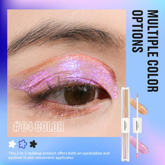 CHARMACY 2 in 1 Starlit Duochrome Liquid Eyeshadow, Glitter Sparkle Colorful Liquid Eyeliner, Quick Drying, High Pigmented, Long lasting Holographic Glitter Multichrome Eye Makeup #04