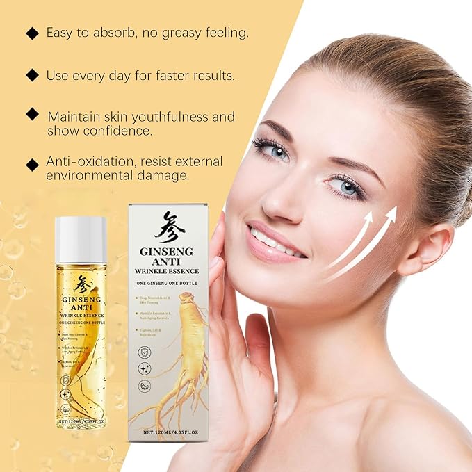 Ginseng Essence Anti Wrinkle Essence, Ginseng Anti-Wrinkle Original Serum Oil, Anti-Aging Hydrating Essence Wate, Ginseng Toner for Firming & Smoothing Skin (1)