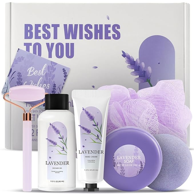 Gift Set for Women,Muse lagoon Lavender Relaxing Bath and Body Gift Baskets Self Care Gift Ideas Birthday Gifts Mothers Day Gifts