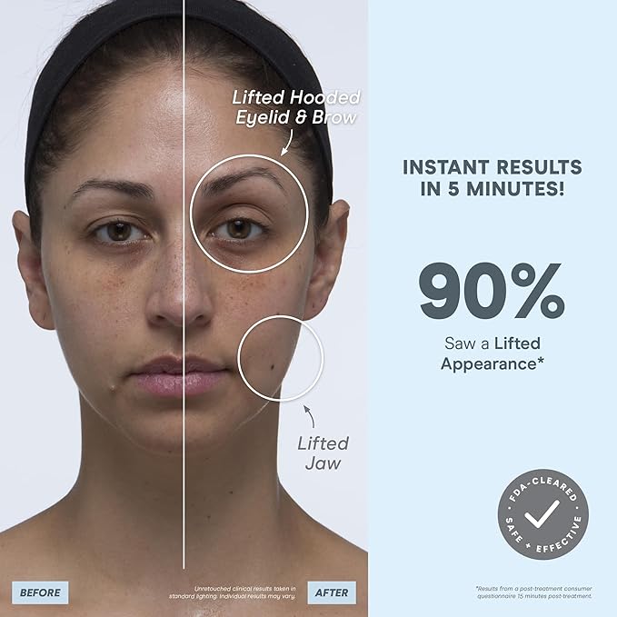 NuFACE MINI+ Microcurrent Facial Device Kit - FDA Cleared Face Sculpting & Skin Tightening Device to Contour, Lift & Tone + Microcurrent Gel Activator & Silk Creme - Sandy Rose