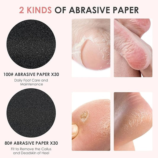 Electric Foot Callus Remover, Adjustable Speed with 60 Discs Callus Remover for Feet, Dead Skin Cracked Heels, Professional Electric Foot File for All (Pink)