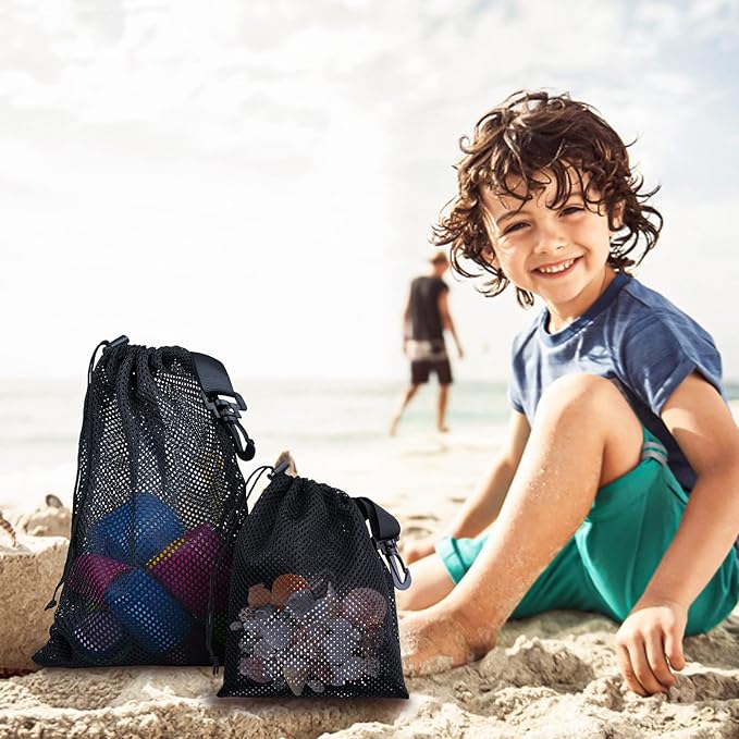 20 PCS With Clips Mesh Drawstring Bags, Portable Nylon Storage Bags for toy,Sports Storage,Outdoor activities etc. (7.9x11.8in)