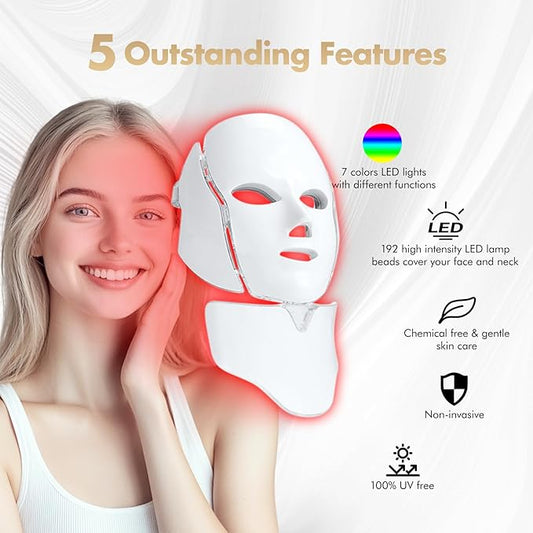 Red Light Therapy for Face, Led Face Mask Light Therapy, 7-1 Colors LED Facial Skin Care Mask