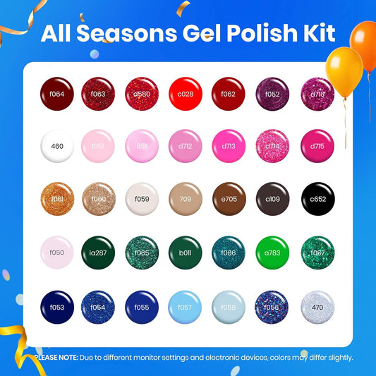 Beetles Christmas Gel Nail Polish Set, Glitz Galaxy Gel Polish Kits, 44Pcs Burgundy Red Gold Green Silver Blue Pink Sparkle Shade with Base Top Coat Winter Manicure Gift for Women