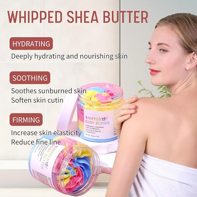 Whipped Shea Butter Skin Moisturizer - Body Butter for Women - Body Lotion for Dry Skin - Lightweight Body Cream for Women - Hydrating,Nourishing Soothing for All Skin Types - Birthday Christmas Gifts