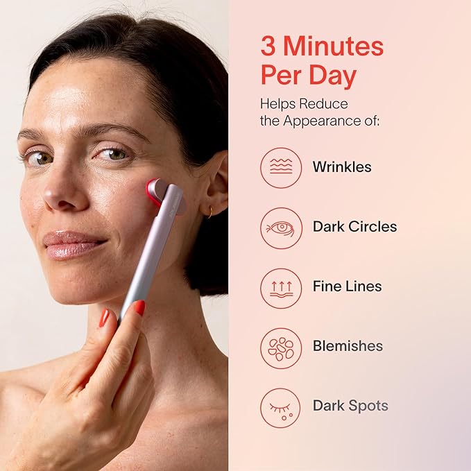 Solawave 4-in-1 Skinware Wand - Upgraded Radiant Renewal with Facial Massager, Red Light, Galvanic Current, and Therapeutic Warmth Anti-Aging Beauty Device (Blue/Pink Ombre)