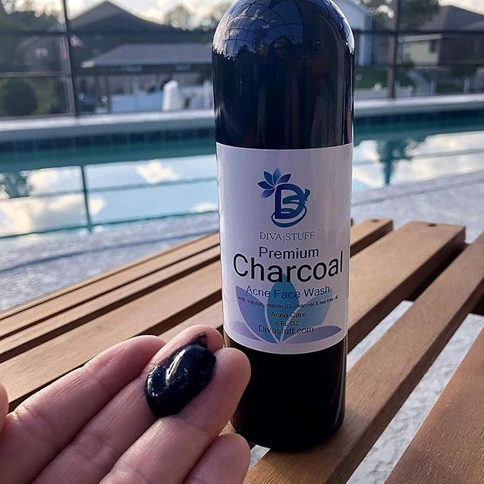 Diva Stuff Charcoal, Sulfur, Vitamin B3 and Tea Tree Premium Acne Control Face Wash - 8 Ounce