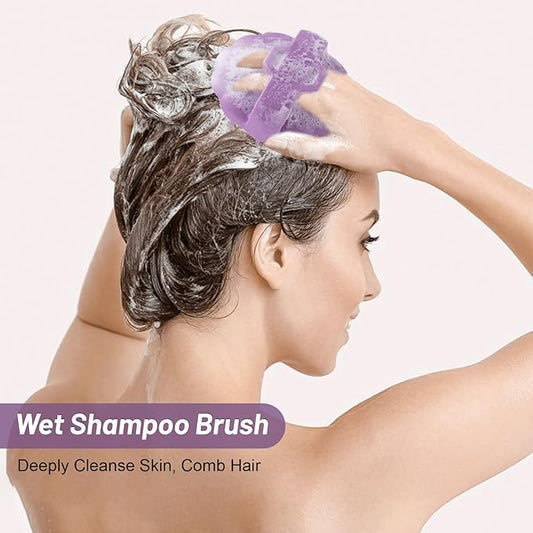 Scalp Massager Hair Growth, Scalp Scrubber Wiht Silicone Bristles, Head Massager Scalp, Wet Dry Hair Care Scalp Scrub for Women Man (Purple)
