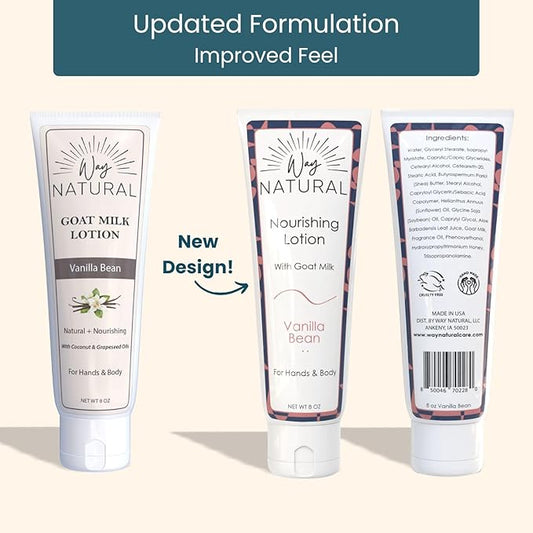 Goat Milk Lotion, Vanilla Bean (8oz) - Natural Hand & Body Lotion - Dry Skin Relief, USA Made - Goat Milk Hand Cream for Women & Men - w/Shea Butter & Aloe