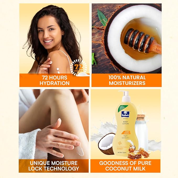 Parachute Advansed Soft Touch Body Lotion with Pure Coconut Milk & Honey |For Women & Men | All Skin types | 100% Natural, 72h Moisturisation | 13.5 Fl.oz.