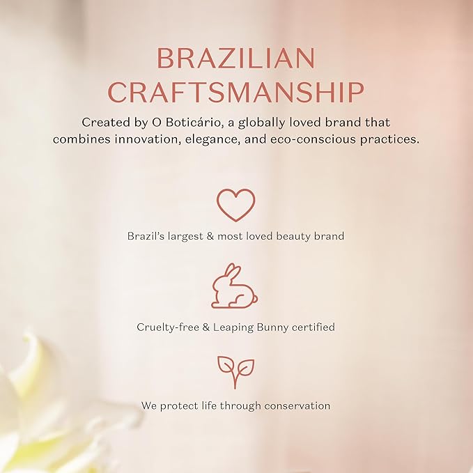 O Boticário Lily Gardenia Satin Body Cream, Intense Hydration and Sophisticated Perfume, 8.8 Ounce (250g)