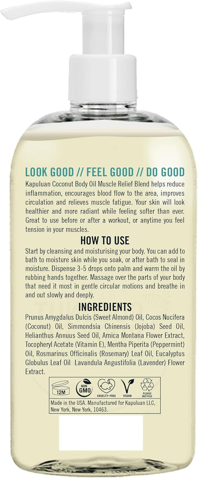 Massage Body Oil - Muscle Relief Blend with Arnica, Peppermint & Rosemary – for Muscles, Joints, Full Body Massage 8oz