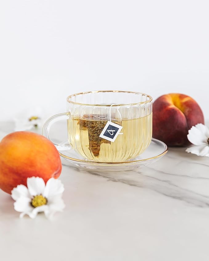 Arbata Serenity Peach Tea, 12 Pyramid Tea Bags Decaf Herbal Tea, Artisinal Naturally Flavored Caffeine Free Tea with Notes of Citrus, Apple, Pineapple