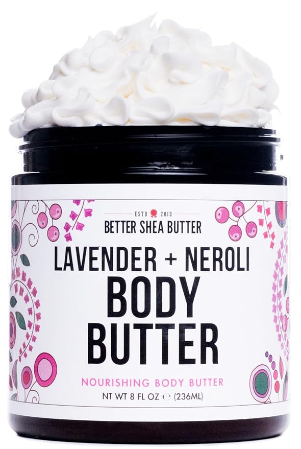 Body Butter for Women LAVENDER NEROLI | Whipped Body Moisturizer with Raw Shea Butter for Dry Skin, Paraben Free, Non-Greasy, No Synthetic Fragrances | 8 oz