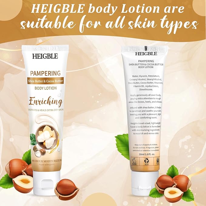 100 Pack Travel Size Body Lotion Shea Butter Cocoa Butter Body Cream 1 oz Dry Skin Moisturizer with Flip Cap for Extra Dry Skin, Inns, Hotels Resorts, Airlines, Offices, Gyms and More