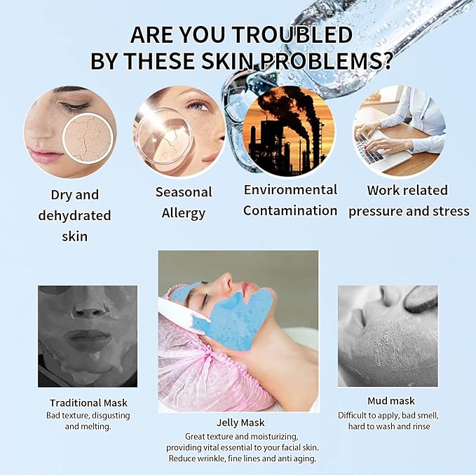 24K Gold & Hyaluronic Acid Jelly Mask, Facial Skin Care- Collagen Peel-Off Jelly Mask Set, For Facials, Face Mask For Instant Hydration, Vegan Peel Off Face Mask, For Hydration