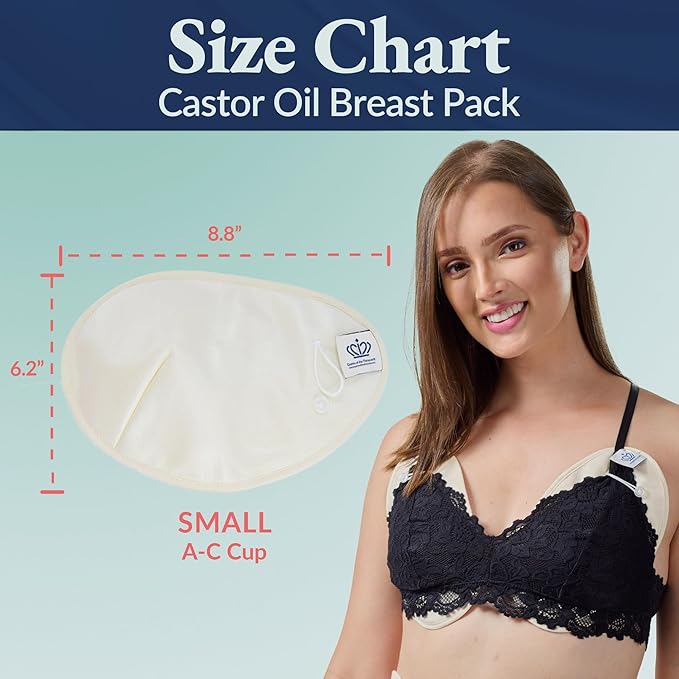 QUEEN OF THE THRONES Castor Oil Pack for Breast (Small) - Heatless, Less-Mess, Reusable - Organic Cotton Flannel, Comfort Fit, Soft Straps & Naturopathic Doctor Designed (Castor Oil Sold Separately)