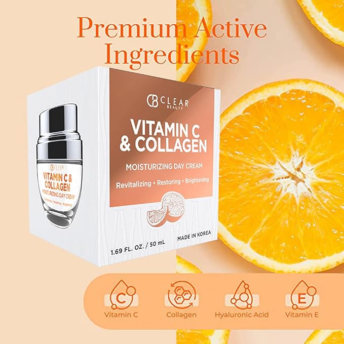 Vitamin C & Collagen Daily Face Moisturizer - Dermatologist Tested, Restores & Brightens Skin Tone, Firming, Anti-Aging Cream, Cruelty-Free Korean Skin Care, All Skin Types - 2 Pack