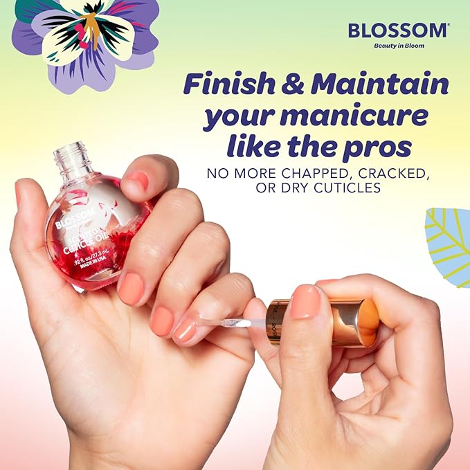 Blossom Hydrating, Moisturizing, Strengthening, Scented Cuticle Oil, Infused with Real Flowers, Made in USA, 2 Pack Bundle, Honeysuckle/Hibiscus