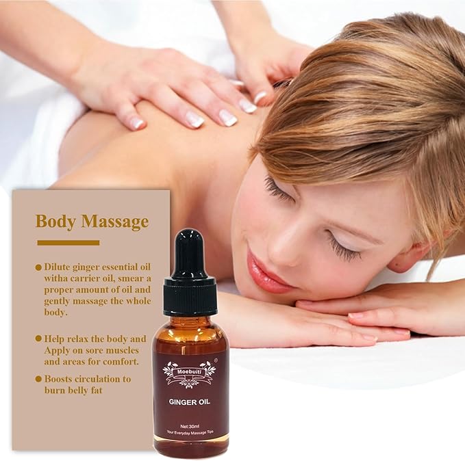 Ginger Oil, Ginger Massage Oil for Lymphatic Drainage, Ginger Essential Oil for Swelling and Pain, Hair, Massage, Skin
