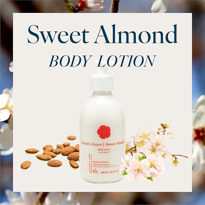 Provence Sante Body Lotion - Ultra Hydrating Moisturizer - Anti-Aging Cream for Dry Skin - Nourishing Sweet Almond Scent - Made in France - 10.2 Oz