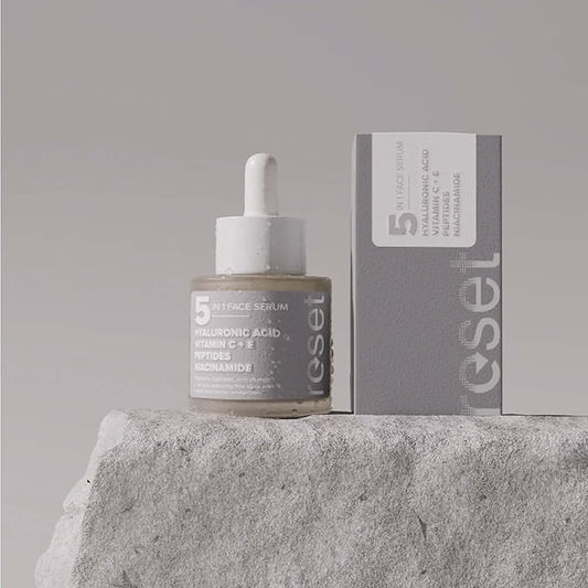 Klara Cosmetics Reset 5 in 1 Face Serum - Vitamin C Face Serum with Bakuchiol, Peptides and Niacinamide - Hyaluronic Acid Serum for Face - 1 oz