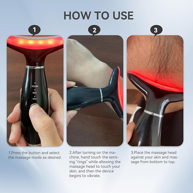 Neck Face Massager, 3-in-1 Portable Facial Massager, Face Sculpting Tool(Black)