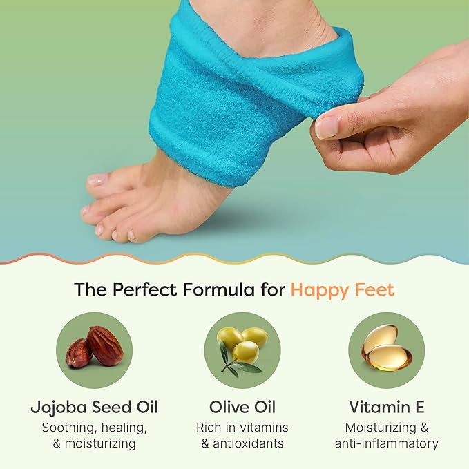 ZenToes Moisturizing Socks for Cracked Heel Treatment - Vitamin E, Olive Oil and Jojoba Oil Infused Heel Socks to Soften and Hydrate (Fuzzy Blue, Regular)