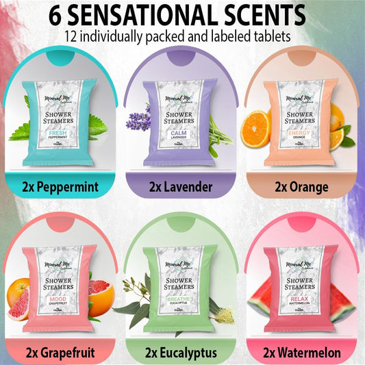 Shower Steamers Aromatherapy - 12pc Shower Bombs Vapor Tablets w/Organic Essential Oils for Vaporizing Steam Spa, Bath Bombs Tablets, Birthday, Selfcare Gifts for Women, Men, Wife, Husband