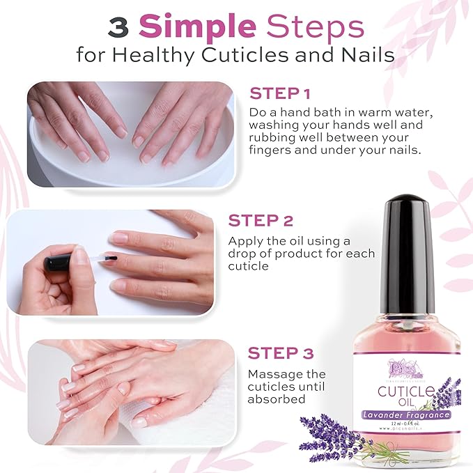 Pics Nails Professional Cuticle Oil - Lavender Cuticle Softener for Nails & Cuticle Care - Nail Oil Cuticle Repair Treatment with Sunflower Seed Oil 12ML Cuticle Oil Bottle with Brush Applicator