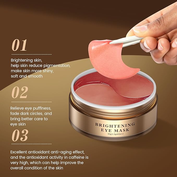 Puffy Eyes Smoothing Under Eye Patches, Caffeine Eye Masks for Wrinkles and Dark Circles, Undereye Bags, Brightening Skincare Treatment for Men & Women, Vegan & USA Tested
