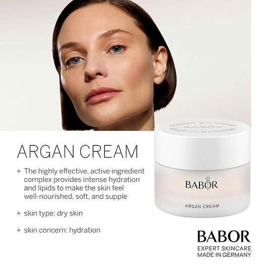 BABOR Argan Cream, Rich Moisturizer for Dry Skin, Infused with Lipids to Deeply Nourish, Enriched with Cocoa Butter to Provide Intense Hydration, Leaving Skin Soft & Supple, 1.7 oz