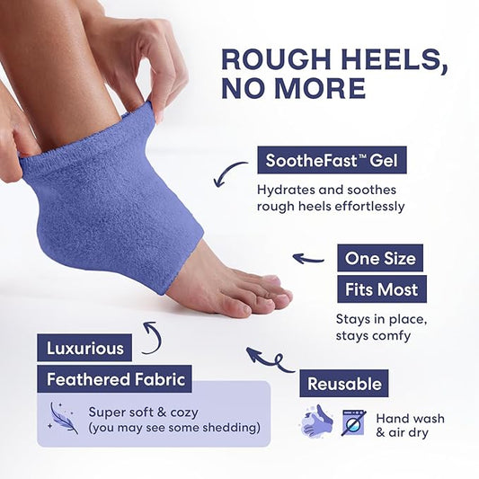 Dr. Frederick's Original Moisturizing Fuzzy Heel Socks - 2 Pairs - Cozy Gel-Lined Sleep Socks for Women & Men - Soothes Dry, Cracked Feet - Heel Repair - Lavender Luxury