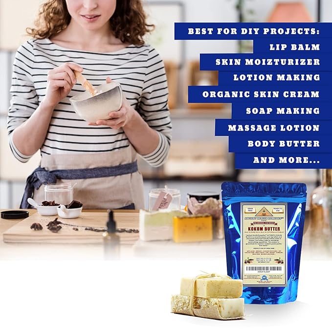 ANCIENT HEALTH REMEDIES Cosmetic Grade, PURE KOKUM BUTTER JAR/BLOCK. Bulk, Odor Free Alternative to Raw, Soft Butters. Ideal Hard Base for DIY Balms, Creams, Candle and Hand Creams (INDIA) (8 oz)