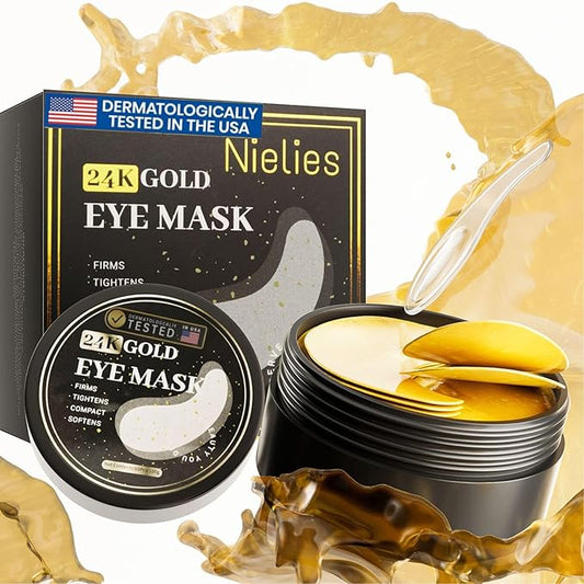 Under Eye Patches for Women (30 Pairs) - Eye Patches for Puffy Eyes and Dark Circles - Skin Care with Collagen eye patches for women - Anti-Aging Eye Masks (24 Gold- Box)