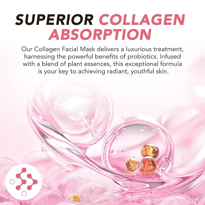 Collagen Face Mask, Hydrating Overnight Hydrogel Mask, Elasticity Improvement, Firming, Moisturizing-8 Pack