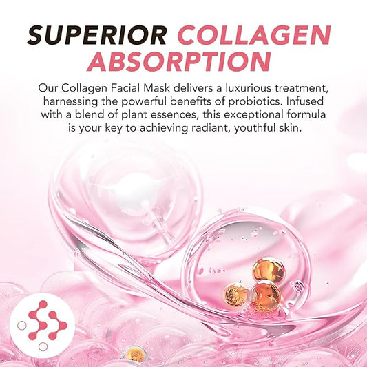 Collagen Face Mask, Hydrating Overnight Hydrogel Mask, Elasticity Improvement, Firming, Moisturizing-8 Pack