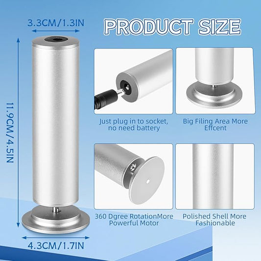 Dermave Electric Foot Callus Remover, Electric Foot Callus Remover, Callus Remover for Feet - Foot Filer with 60pcs Sanding Discs for Dead Cracked Skin, Men/Women (Silver)