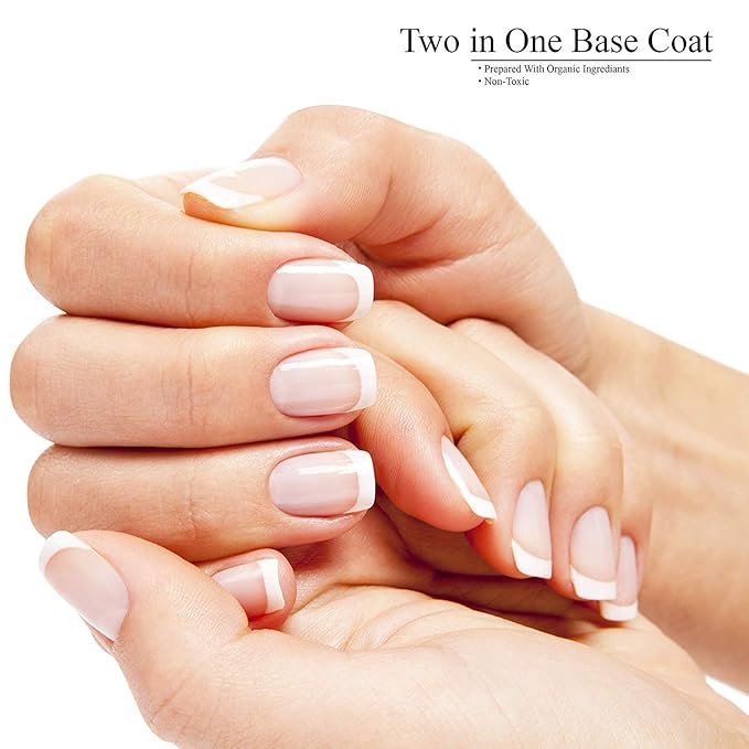 karma organic Base Coat and Top Coat 2 in 1 Nail Polish, Dip Powder & Polygel Base activator, Long Lasting Clear Nail Enamel, Nail Polish Strengthener - (0.43 FL oz)