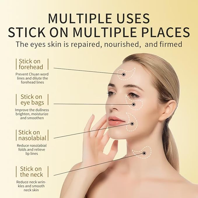 Hyaluronic Acid Eye Patch (Removes Dark Circles, Eye Bags, Eye Care, Wrinkles, Puffy Eyes, Skin Cushioning) - Anti-Aging Moisturising 60PCS. For both men and women