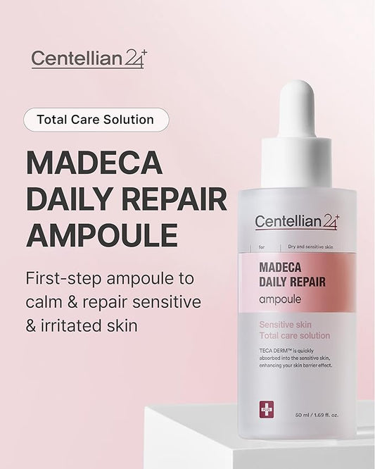 Centellian 24 Madeca Daily Repair Ampoule (Daily Soothing, 1.69fl oz) - Soothing & Hydrating Facial Serum for Sensitive Skin, Skin Barrier Repair & Fast Absorption, Korean Skin Care