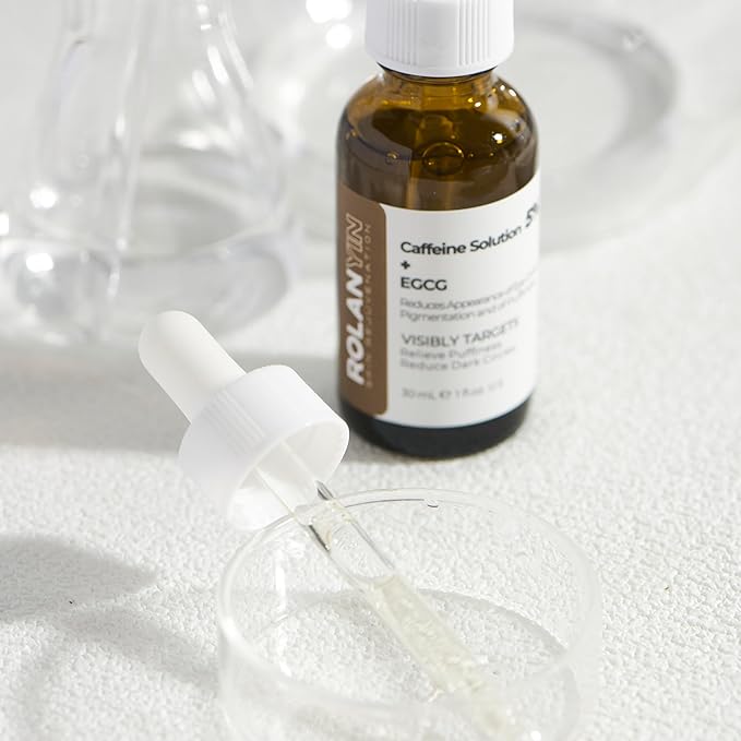 ROLANYIN Caffeine Solution 5% + EGCG Eye Serum and Niacinamide + Vitamin C Cream